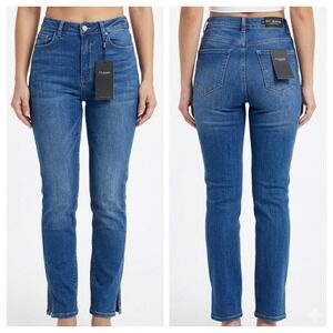 FITJEANS NWT Sapphire Blue‎ Straight Leg High Waisted Jeans Petite Size S